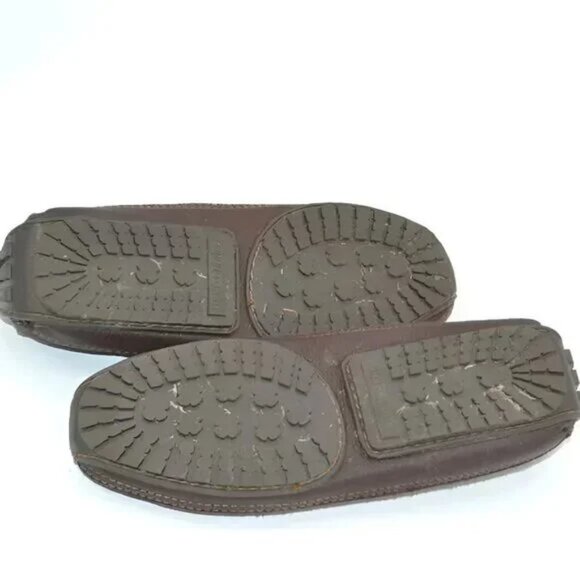 Minnetonka Brown Soft Pebbled Leather Loafers Moccasins Driving Deck Shoes 10